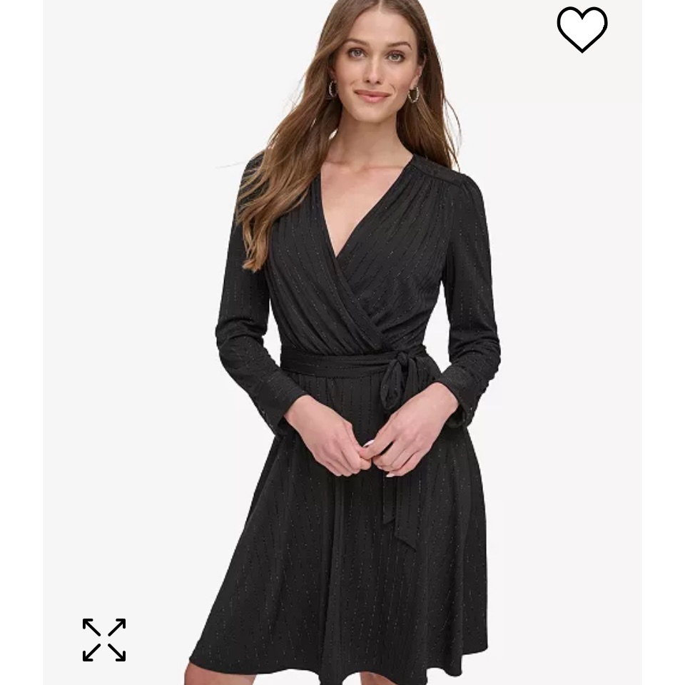 Dkny Embellished Faux Wrap Dress